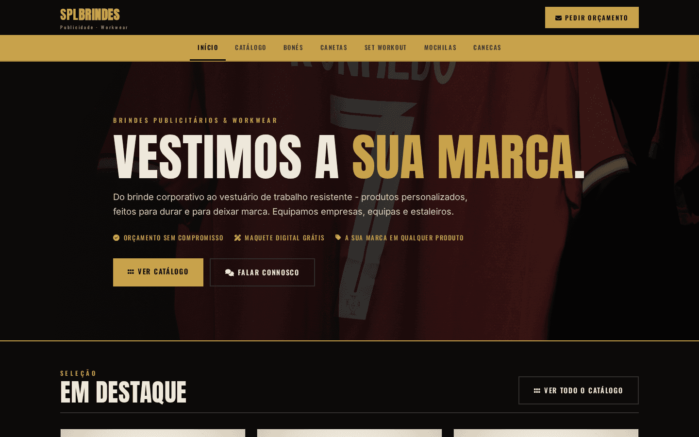 SPL Brindes public catalogue homepage